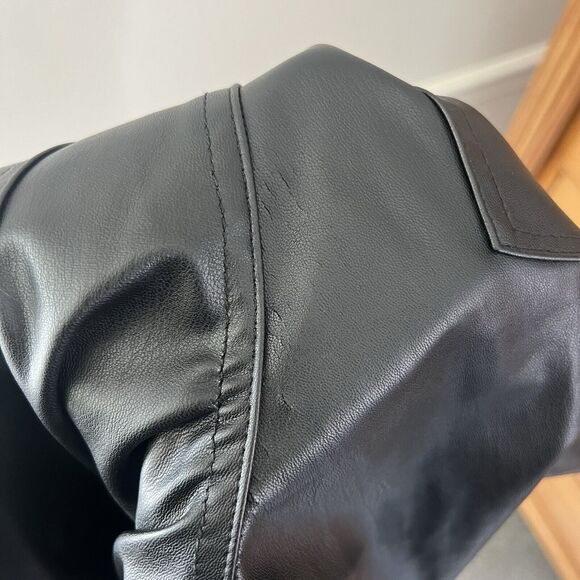 Zara Faux Leather Straight Leg Trouser Black Pants High Rise Womens Size 6 - Picture 10 of 12